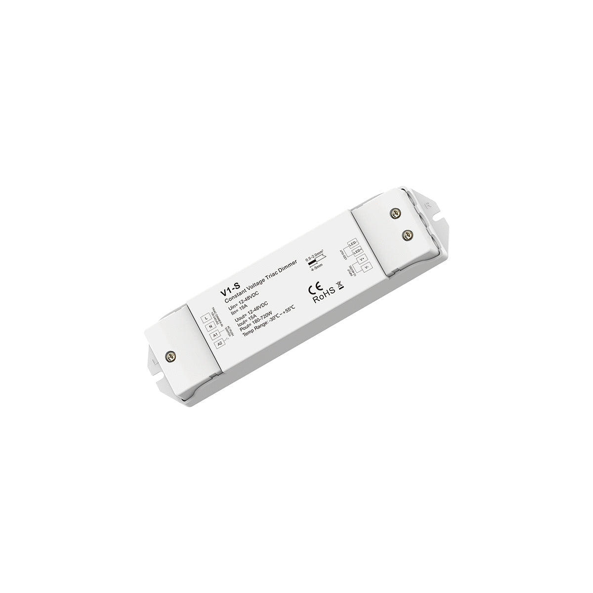 73127 V1-S SKYDANCE AC Triac Dimmer Push Dimming 1 Κανάλι DC 12-48V 1 x 15A 720W - Max 15A 720W - IP20 Μ17.5 x Π4.5 x Υ2.5cm