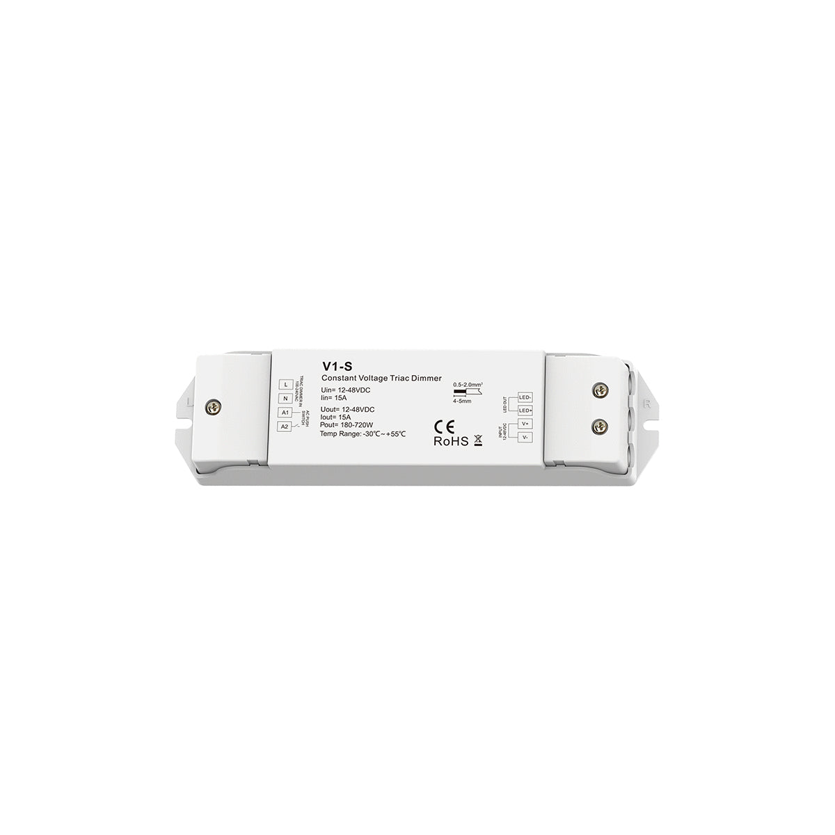 73127 V1-S SKYDANCE AC Triac Dimmer Push Dimming 1 Κανάλι DC 12-48V 1 x 15A 720W - Max 15A 720W - IP20 Μ17.5 x Π4.5 x Υ2.5cm