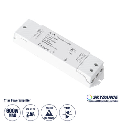 73128 S1-A SKYDANCE AC Triac Amplifier 1 Κανάλι AC 100-240V 1 x 2.5A 600W - Max 2.5A 600W - IP20 Μ17.5 x Π4.5 x Υ2.5cm