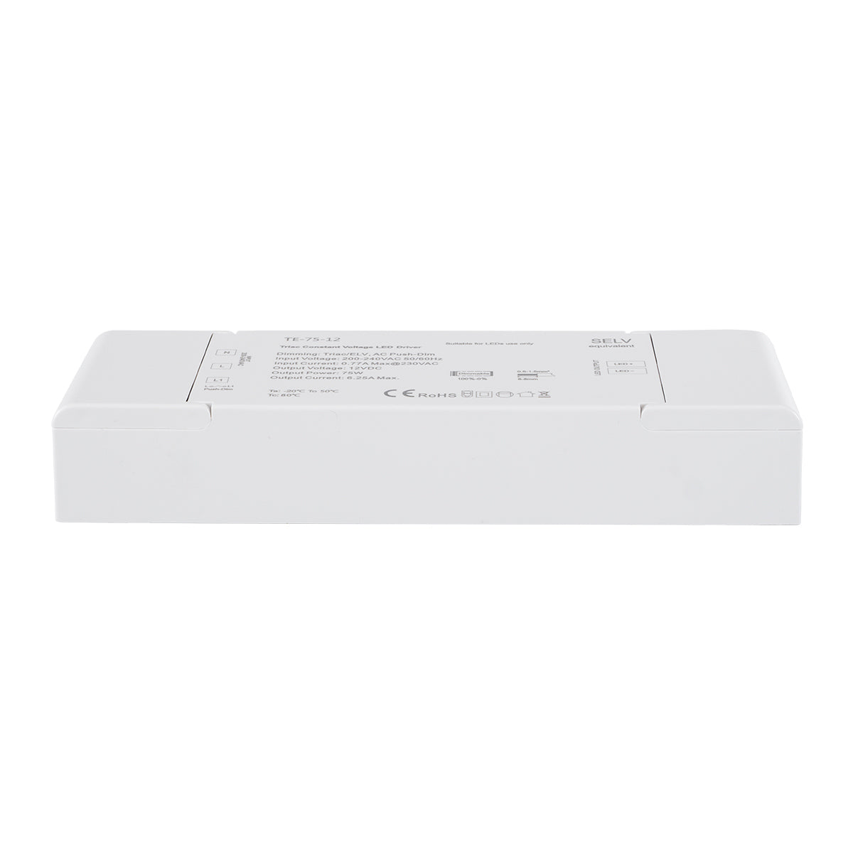 73129 TE-75-12 SKYDANCE AC Triac Dimmer Push Dimming 1 Κανάλι AC 200-240V 1 x 6.25A 75W - Max 6.25A 75W - IP20 Μ18 x Π5.7 x Υ3cm