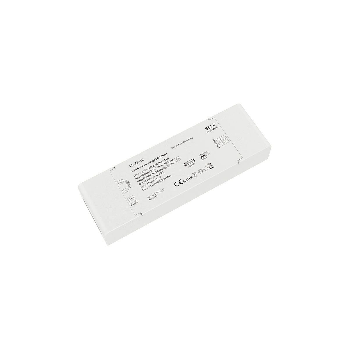 73129 TE-75-12 SKYDANCE AC Triac Dimmer Push Dimming 1 Κανάλι AC 200-240V 1 x 6.25A 75W - Max 6.25A 75W - IP20 Μ18 x Π5.7 x Υ3cm