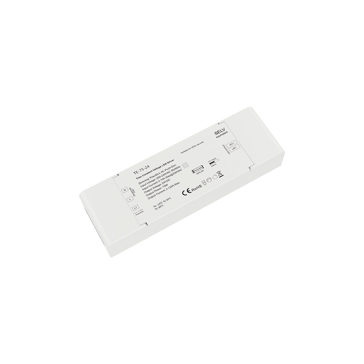 73130 TE-75-24 SKYDANCE AC Triac Dimmer Push Dimming 1 Κανάλι AC 200-240V 1 x 3.125A 75W - Max 3.125A 75W - IP20 Μ18 x Π5.7 x Υ3cm