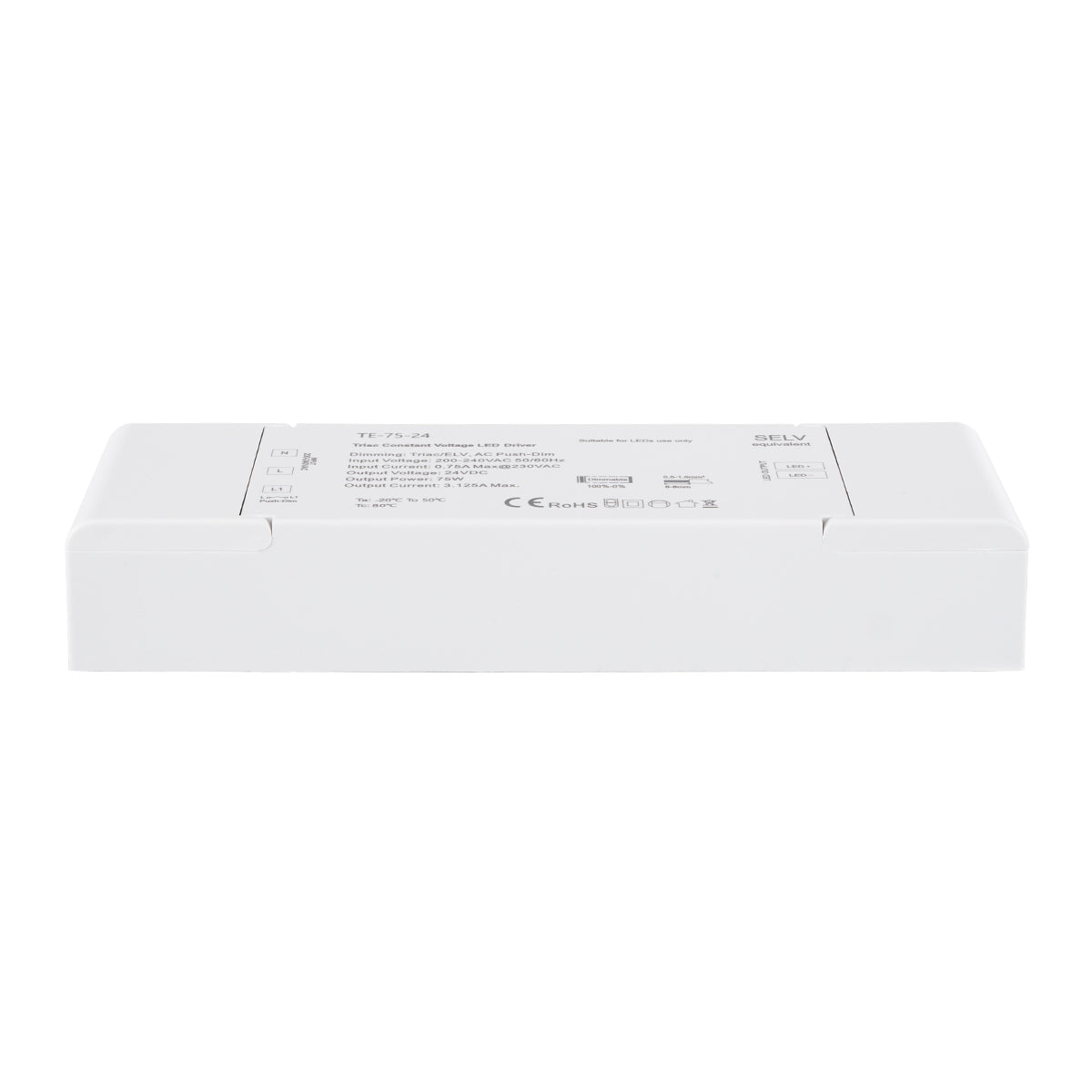 73130 TE-75-24 SKYDANCE AC Triac Dimmer Push Dimming 1 Κανάλι AC 200-240V 1 x 3.125A 75W - Max 3.125A 75W - IP20 Μ18 x Π5.7 x Υ3cm