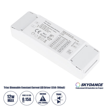 73131 TE-12A-H SKYDANCE AC Triac Dimmable Constant Current LED Driver 1 Κανάλι AC 200-240V 1 x 0.15A 12W - Max 0.15A 12W - IP20 Μ11.1 x Π3.7 x Υ2cm