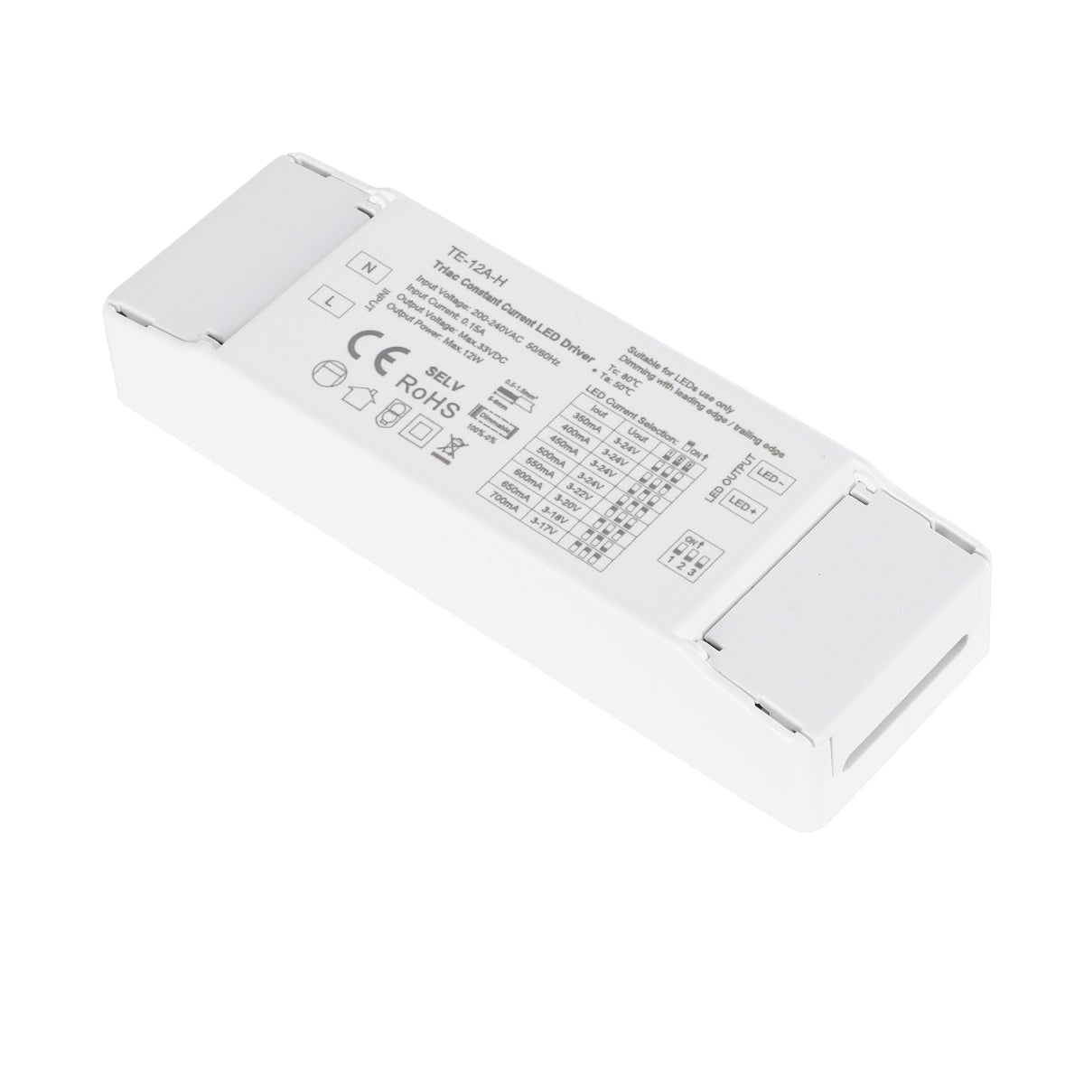 73131 TE-12A-H SKYDANCE AC Triac Dimmable Constant Current LED Driver 1 Κανάλι AC 200-240V 1 x 0.15A 12W - Max 0.15A 12W - IP20 Μ11.1 x Π3.7 x Υ2cm