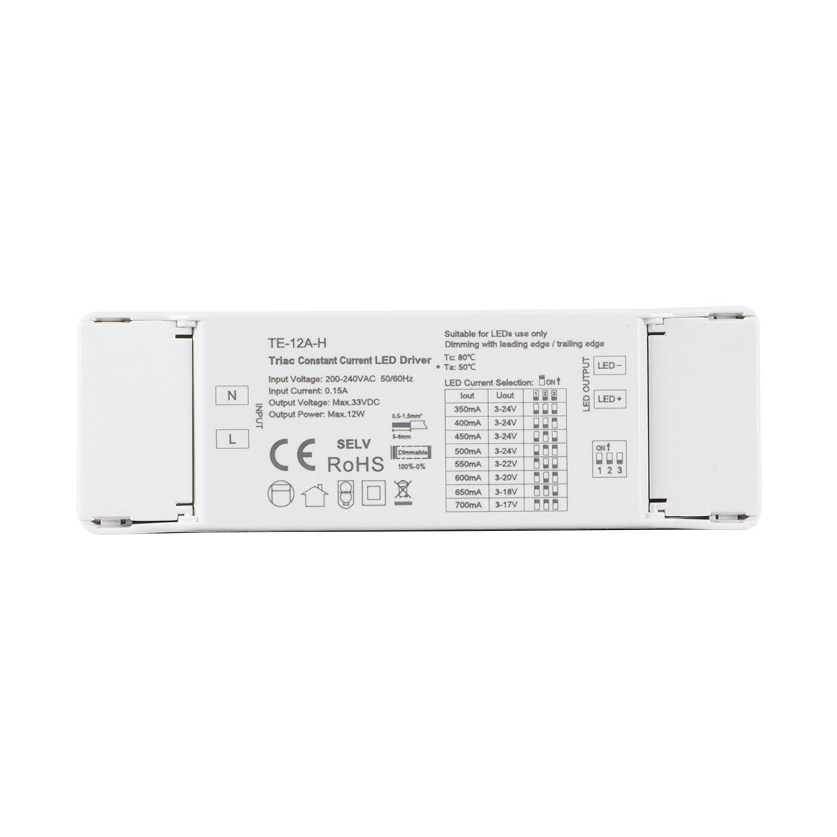 73131 TE-12A-H SKYDANCE AC Triac Dimmable Constant Current LED Driver 1 Κανάλι AC 200-240V 1 x 0.15A 12W - Max 0.15A 12W - IP20 Μ11.1 x Π3.7 x Υ2cm