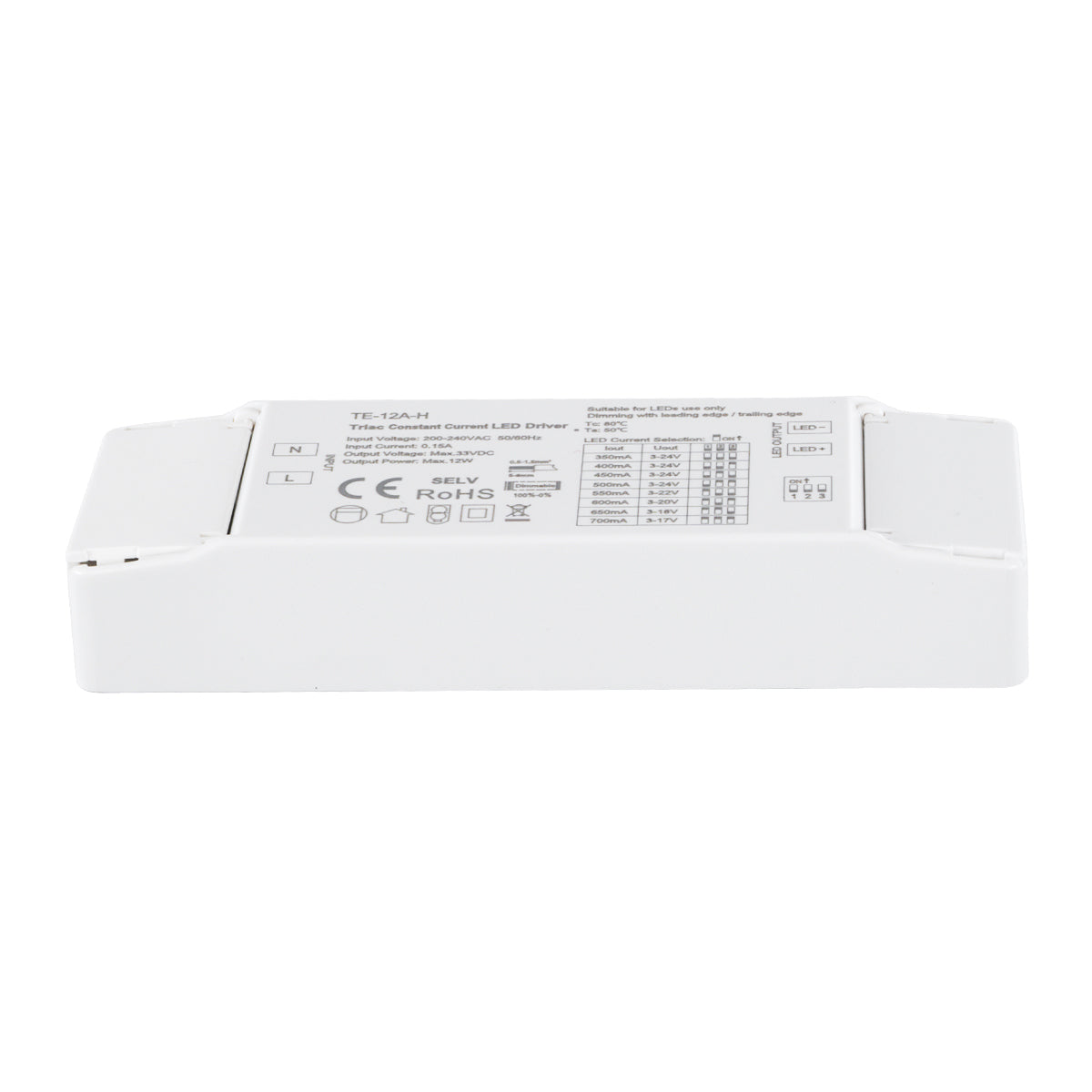 73131 TE-12A-H SKYDANCE AC Triac Dimmable Constant Current LED Driver 1 Κανάλι AC 200-240V 1 x 0.15A 12W - Max 0.15A 12W - IP20 Μ11.1 x Π3.7 x Υ2cm