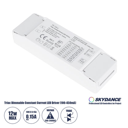 73132 TE-12A-L SKYDANCE AC Triac Dimmable Constant Current LED Driver 1 Κανάλι AC 200-240V 1 x 0.15A 12W - Max 0.15A 12W - IP20 Μ11.1 x Π3.7 x Υ2cm