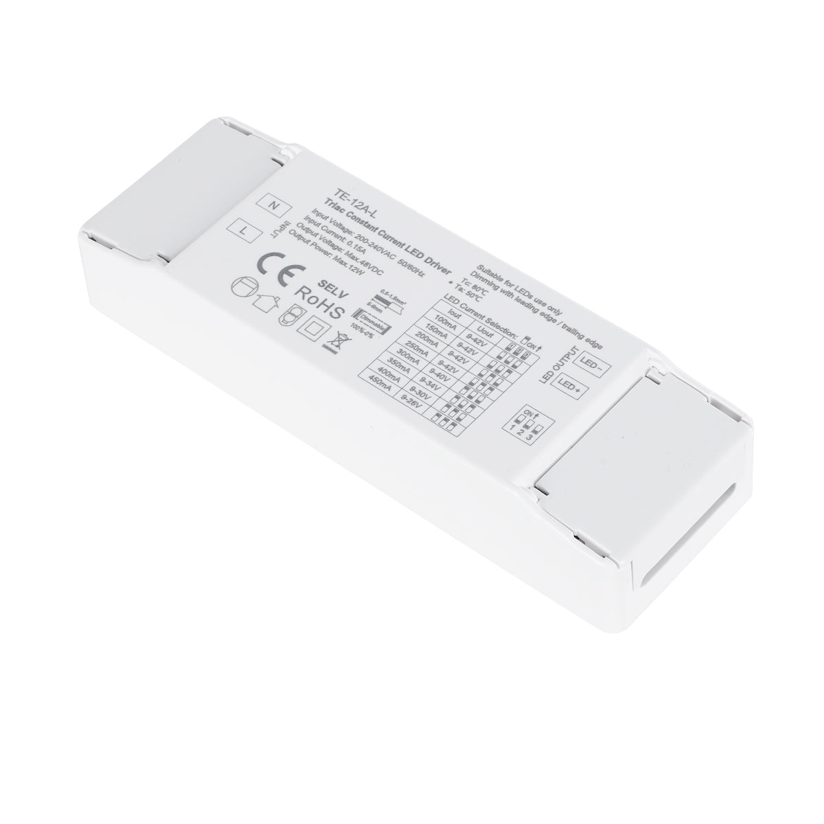 73132 TE-12A-L SKYDANCE AC Triac Dimmable Constant Current LED Driver 1 Κανάλι AC 200-240V 1 x 0.15A 12W - Max 0.15A 12W - IP20 Μ11.1 x Π3.7 x Υ2cm