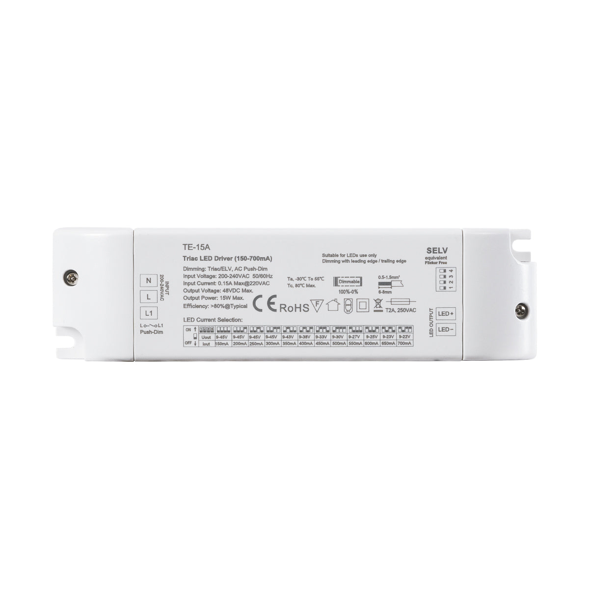 73133 TE-15A SKYDANCE AC Triac Dimmable Constant Current LED Driver Push Dimming 1 Κανάλι AC 200-240V 1 x 0.15A 15W - Max 0.15A 15W - IP20 Μ15.1 x Π4.1 x Υ3cm
