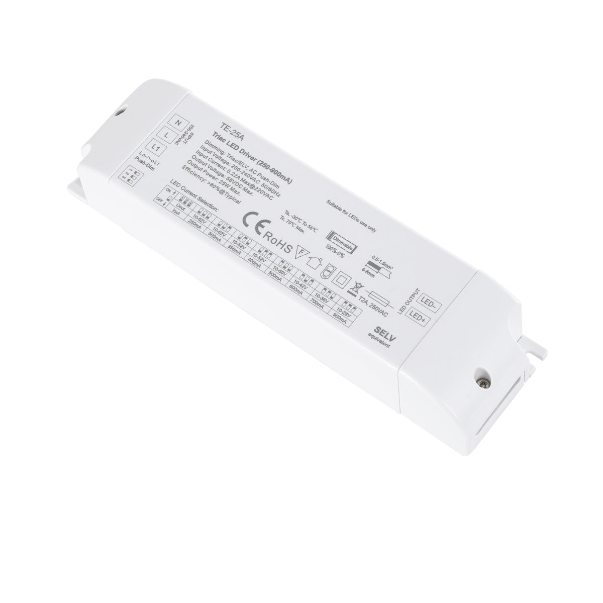 73134 TE-25A SKYDANCE AC Triac Dimmable Constant Current LED Driver 1 Κανάλι AC 200-240V 1 x 0.22A 25W - Max 0.22A 25W - IP20 Μ17.5 x Π4.4 x Υ3cm