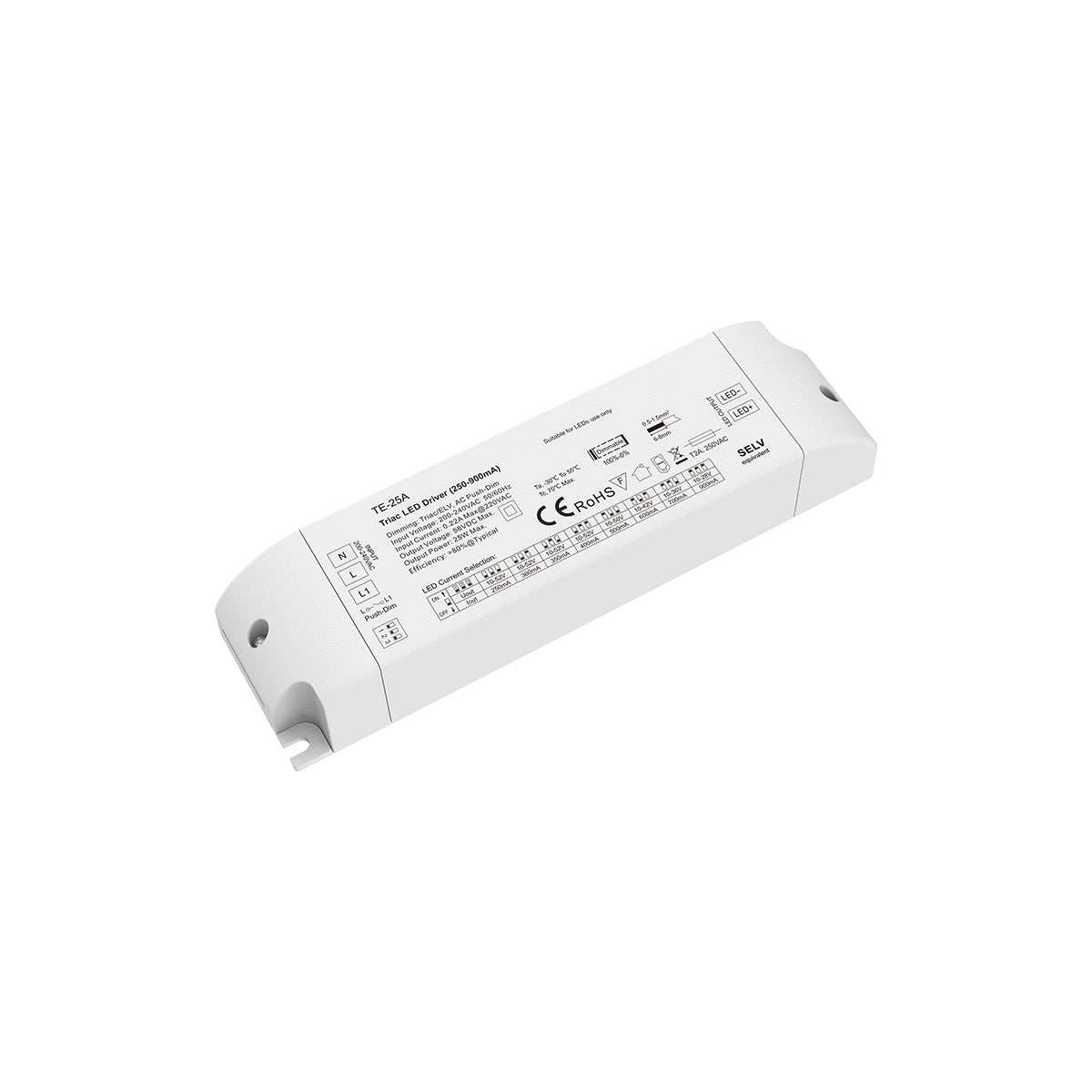 73134 TE-25A SKYDANCE AC Triac Dimmable Constant Current LED Driver 1 Κανάλι AC 200-240V 1 x 0.22A 25W - Max 0.22A 25W - IP20 Μ17.5 x Π4.4 x Υ3cm