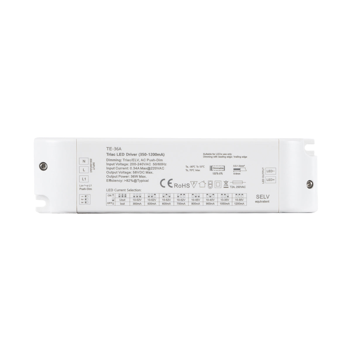 73135 TE-36A SKYDANCE AC Triac Dimmable Constant Current LED Driver Push Dimming 1 Κανάλι AC 200-240V 1 x 0.34A 36W - Max 0.34A 36W - IP20 Μ17.5 x Π4.4 x Υ3cm