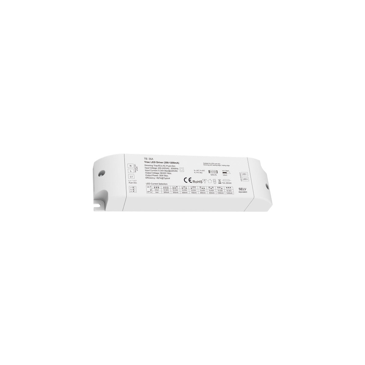 73135 TE-36A SKYDANCE AC Triac Dimmable Constant Current LED Driver Push Dimming 1 Κανάλι AC 200-240V 1 x 0.34A 36W - Max 0.34A 36W - IP20 Μ17.5 x Π4.4 x Υ3cm