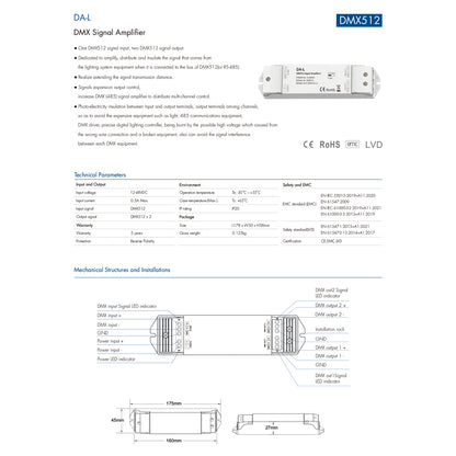 73138 DA-L SKYDANCE DC DMX512 Signal Amplifier 2 Καναλιών DC 12-48V - IP20 Μ17.5 x Π4.5 x Υ2.5cm