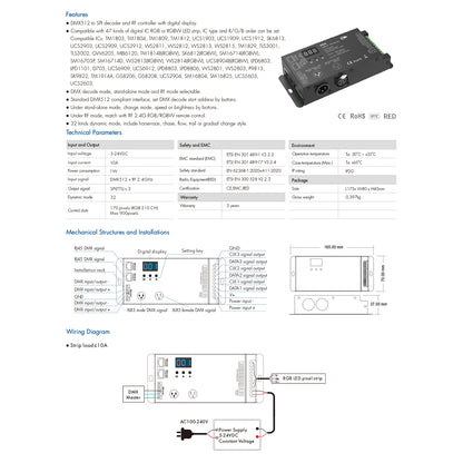 73141 DSA SKYDANCE DC RF 2.4Ghz DMX512 to SPI Decoder DC 5-24V - IP20 Π16.5 x Π7 x Υ3.7cm