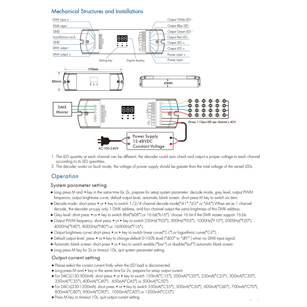 73146 D4C-L SKYDANCE DC DMX512 Constant Current & RDM Decoder 4 Καναλιών DC 12-48V 4 x 1A 54W - Max 4A 216W - IP20 Μ17 x Π5 x Υ2.5cm