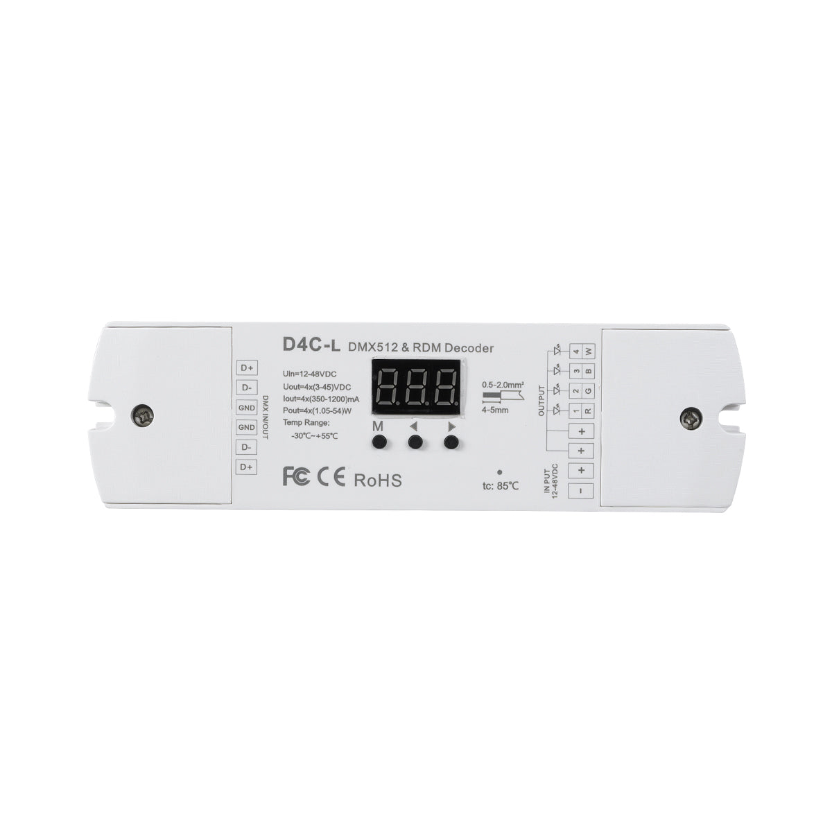 73146 D4C-L SKYDANCE DC DMX512 Constant Current & RDM Decoder 4 Καναλιών DC 12-48V 4 x 1A 54W - Max 4A 216W - IP20 Μ17 x Π5 x Υ2.5cm