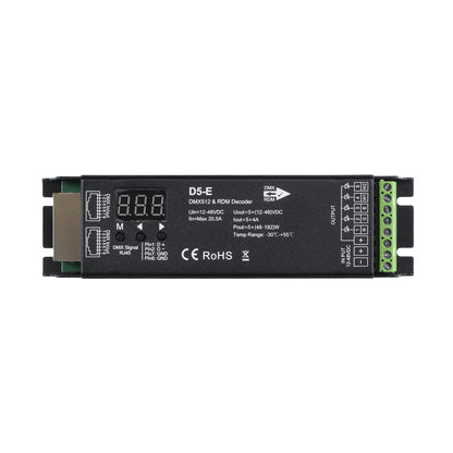 73148 D5-E SKYDANCE DC DMX512 & RDM Decoder 5 Καναλιών DC 12-48V 5 x 4A 960W - Max 20.5A 960W - IP20 Μ17.5 x Π4.5 x Υ3.3cm