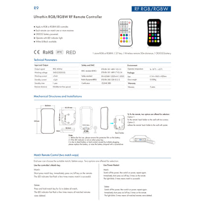 73158 R9 SKYDANCE Ασύρματο Χειριστήριο RF 2.4Ghz 1 Group για όλα τα Πολύχρωμα SKYDANCE Controller DC 3V 1 x CR2032 - IP20 Μ10.7 x Π5.8 x Υ1cm