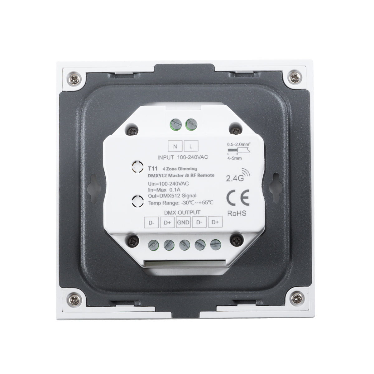 73159 T11 SKYDANCE Ασύρματο DMX512 Επιτοίχιο Χειριστήριο RF 2.4Ghz 4 Group για όλα τα SKYDANCE DMX512 Controller AC 100-240V Max 0.1A - IP20 Μ8.5 x Μ8.5 x Π8.5 x Υ3.5cm