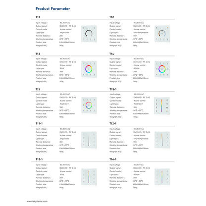 73160 T12 SKYDANCE Ασύρματο DMX512 Επιτοίχιο Χειριστήριο RF 2.4Ghz 4 Group για όλα τα SKYDANCE DMX512 Controller AC 100-240V Max 0.1A - IP20 Μ8.5 x Π8.5 x Υ3.5cm