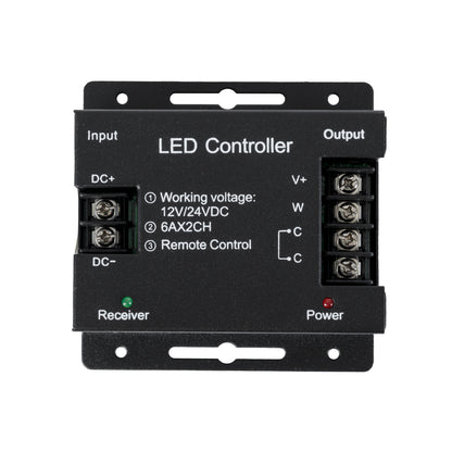 CCTCONTROLLER 73351 Σετ Dimmer / Controller με RF Ασύρματο Χειριστήριο με 2 x 6A 144W Κανάλια DC 12-24V 12A 288W Max IP20 - RF2.4Ghz SYNC - Μ8.3 x Π8.3 x Υ3.2
