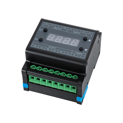 73372 AC Triac DMX Dimmer Din Rail Ράγας 3 Καναλιών AC 100-240V 3 x 1A 220W - Max 3A 660W - IP20 Μ8 x Π9 x Υ6cm