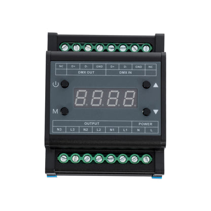 73372 AC Triac DMX Dimmer Din Rail Ράγας 3 Καναλιών AC 100-240V 3 x 1A 220W - Max 3A 660W - IP20 Μ8 x Π9 x Υ6cm