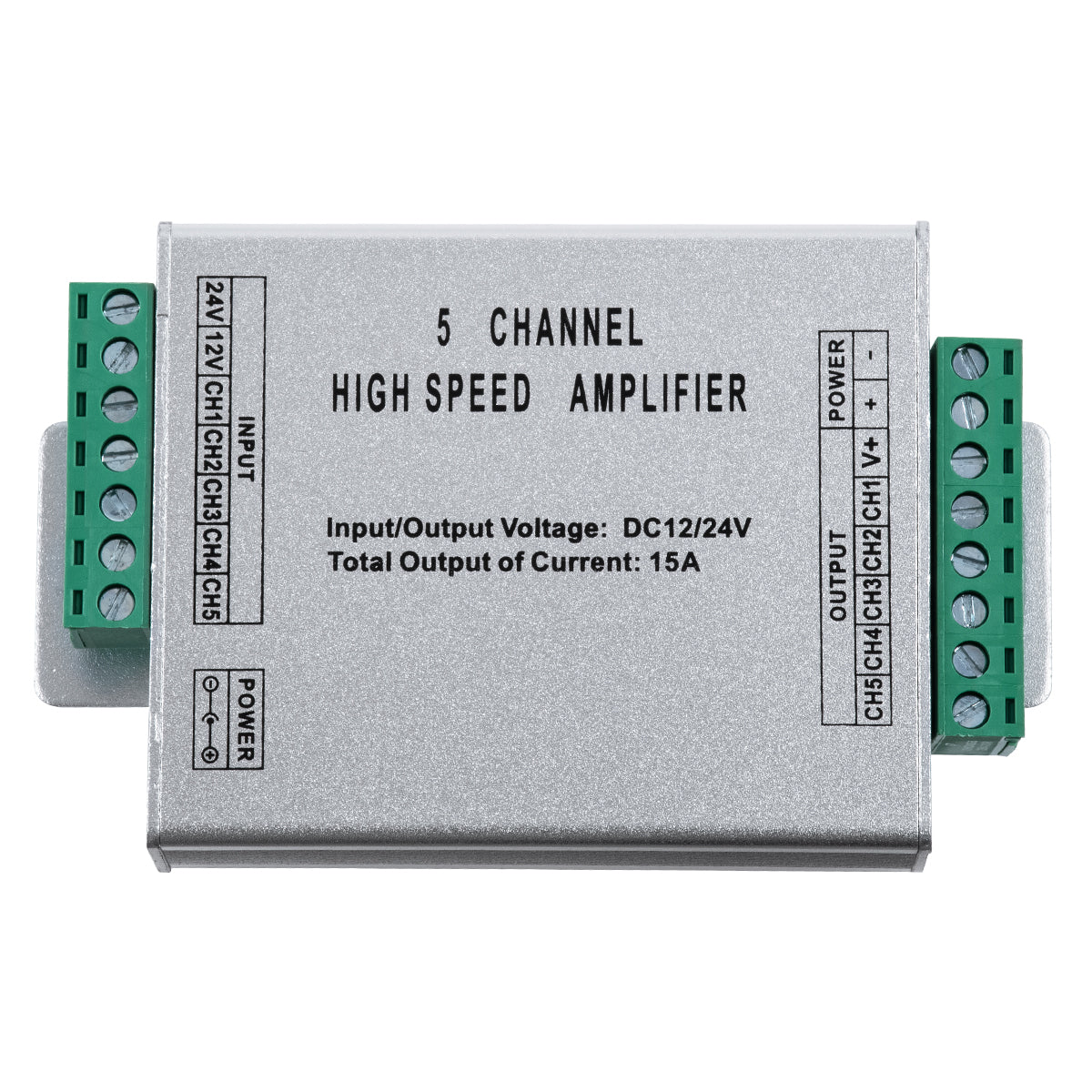 73395 High Speed LED Amplifier 5 Channels - Ενισχυτής Σήματος Υψηλών Ταχυτήτων LED 5 Καναλιών DC 12-24V RGBW+WW Max 360W Μ10.5 x Π6.3 x Υ2.3cm