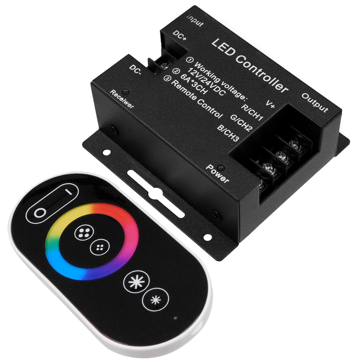 73406 Ασύρματος LED RGB Controller με Χειριστήριο Αφής 2.4G RF 12v (216w) - 24v (432w) DC