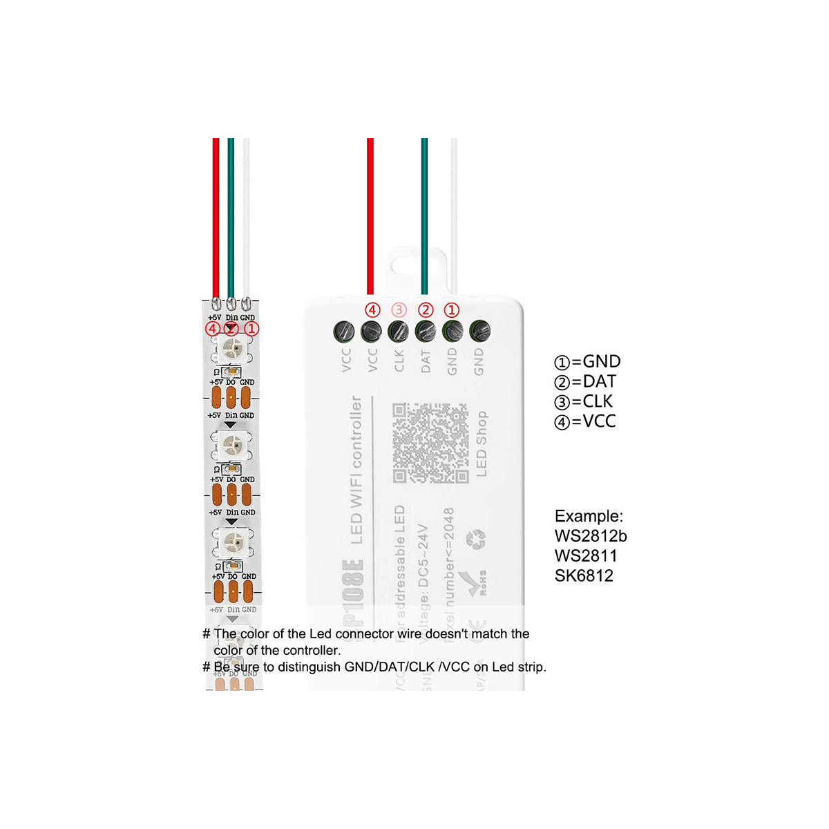 73409 SP108E Ασύρματος WiFi LED FULL COLOR Magic Digital Pixel Controller iOS/Android για LED Digital Πολύχρωμα και Μονόχρωμα Προϊόντα DC 5-24V 1 x 2048 IC Max