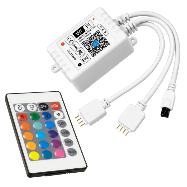 73411 Ασύρματος Smart Home Wi-Fi LED RGB Controller με 2 Εξόδους RGB και Χειριστήριο IR DC 12V Max 100W - DC 24V Max 200W
