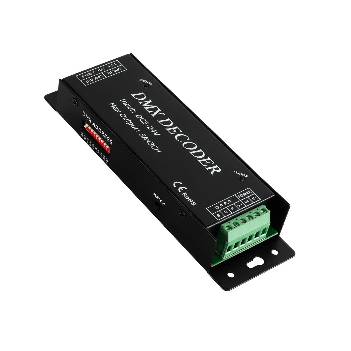 RGBCONTROLLER 73412 DMX Dimmer / Controller με RF Ασύρματο Χειριστήριο με 3 x 15A 75W Κανάλια DC 5-24V 15A 360W Max IP20 - DMX512 & RF2.4Ghz - Μ17.5 x Π3 x Υ3.5
