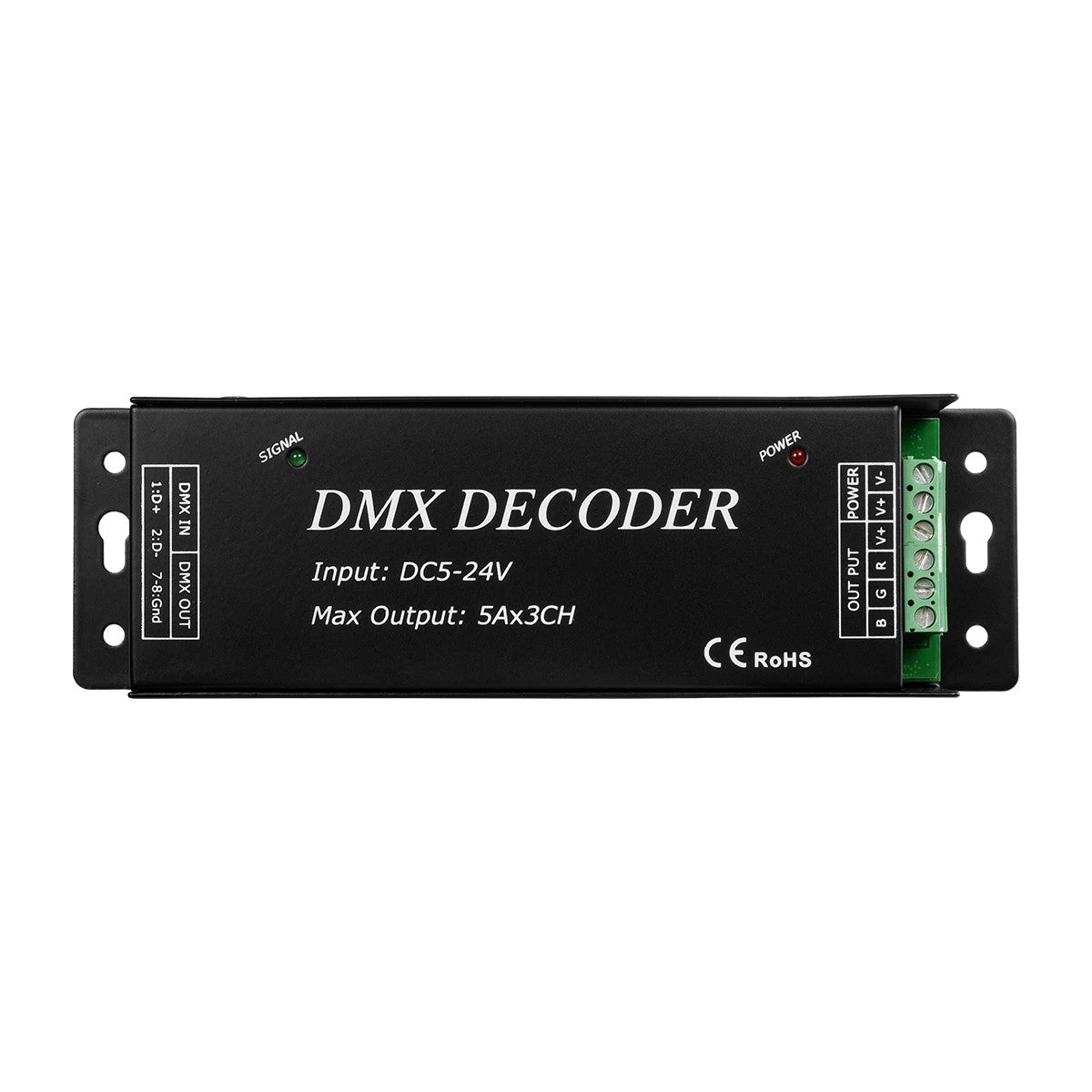 RGBCONTROLLER 73412 DMX Dimmer / Controller με RF Ασύρματο Χειριστήριο με 3 x 15A 75W Κανάλια DC 5-24V 15A 360W Max IP20 - DMX512 & RF2.4Ghz - Μ17.5 x Π3 x Υ3.5
