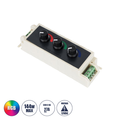 73419 DC RGB Dimmer Controller 3 Καναλιών DC 12V 3 x 9A 144W - Max 27A 144W - IP20 Μ13 x Π4 x Υ4.5cm