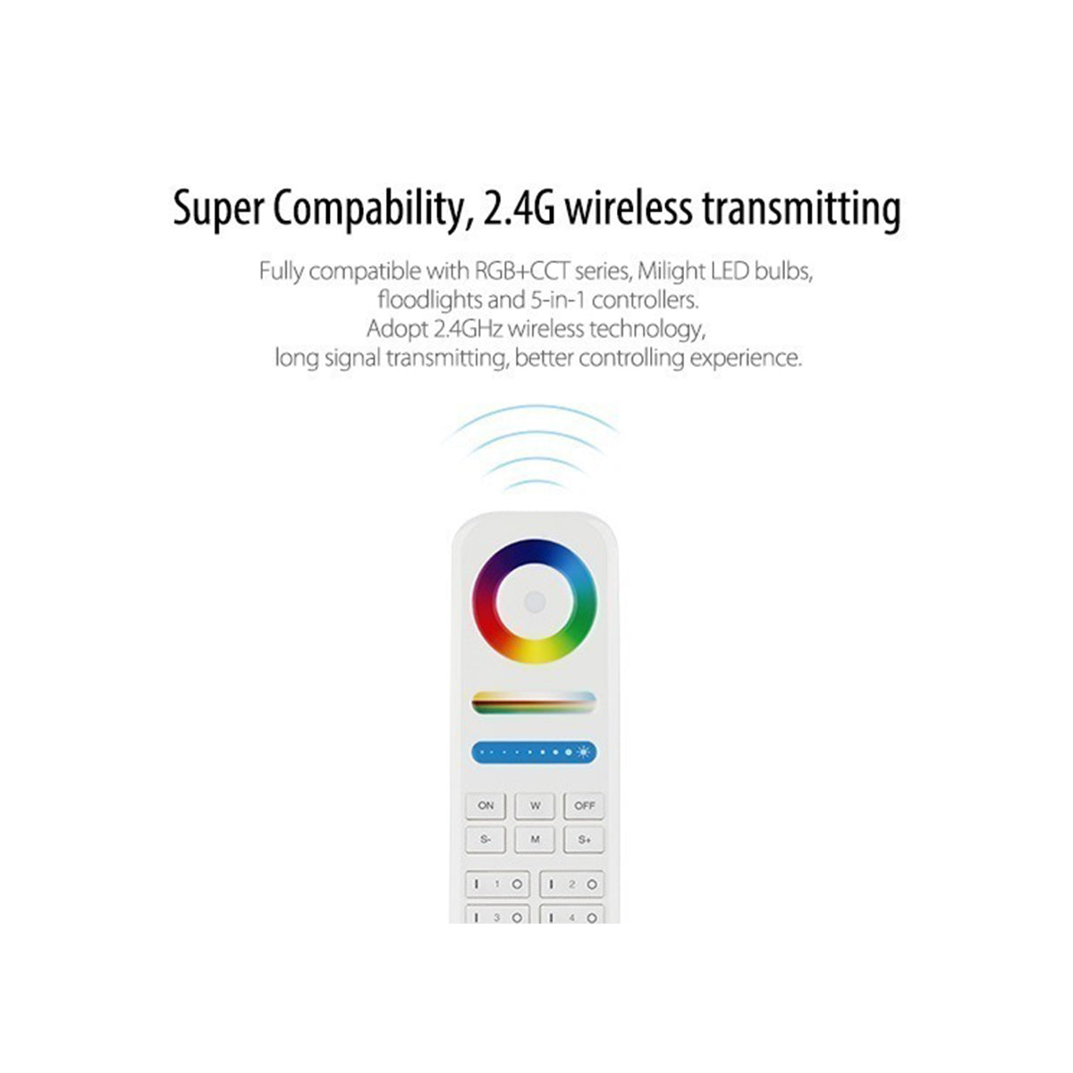 73426 FUT089 Mi-Light Ασύρματο Χειριστήριο Αφής RF 2.4Ghz 8 Group για όλα τα RGBW+WW Mi-BOXER Controller DC 3V 2 x AAA - IP20 Λευκό - Μ15.6 x Π5.4 x Υ2.5cm