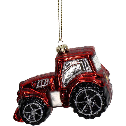 Στολίδι Τρακτέρ Γυάλινο Κόκκινο 10εκ