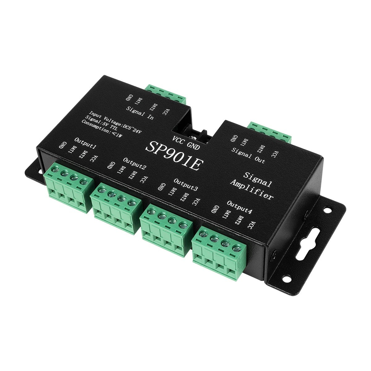RGBCONTROLLER 73446 LED Digital RGB Ενισχυτής Σήματος SP901E LED Pixel WS2812B WS2811 SPI Signal Amplifier Repeater 10000 IC Professional Series 5-24V 288W - IP20 - Μ7 x Π14 x Υ3