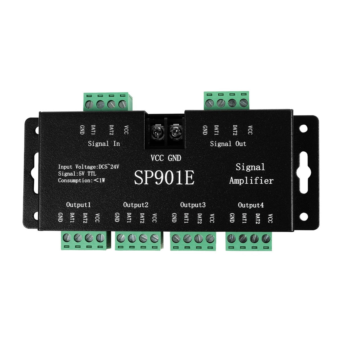 RGBCONTROLLER 73446 LED Digital RGB Ενισχυτής Σήματος SP901E LED Pixel WS2812B WS2811 SPI Signal Amplifier Repeater 10000 IC Professional Series 5-24V 288W - IP20 - Μ7 x Π14 x Υ3