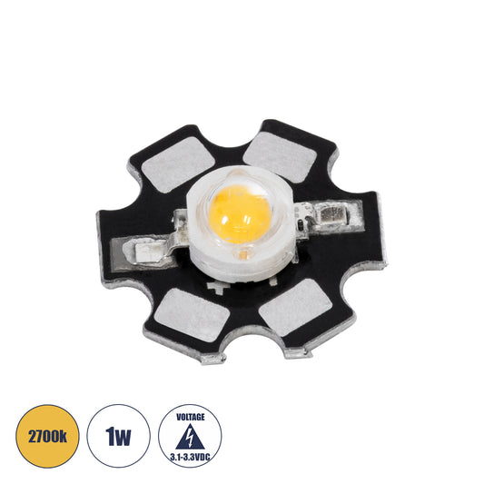 73743 High Power Star LED - Υψηλής Ισχύος Star LED 1W DC 3.2V Θερμό Λευκό 2700K Φ2 x Υ0.6cm