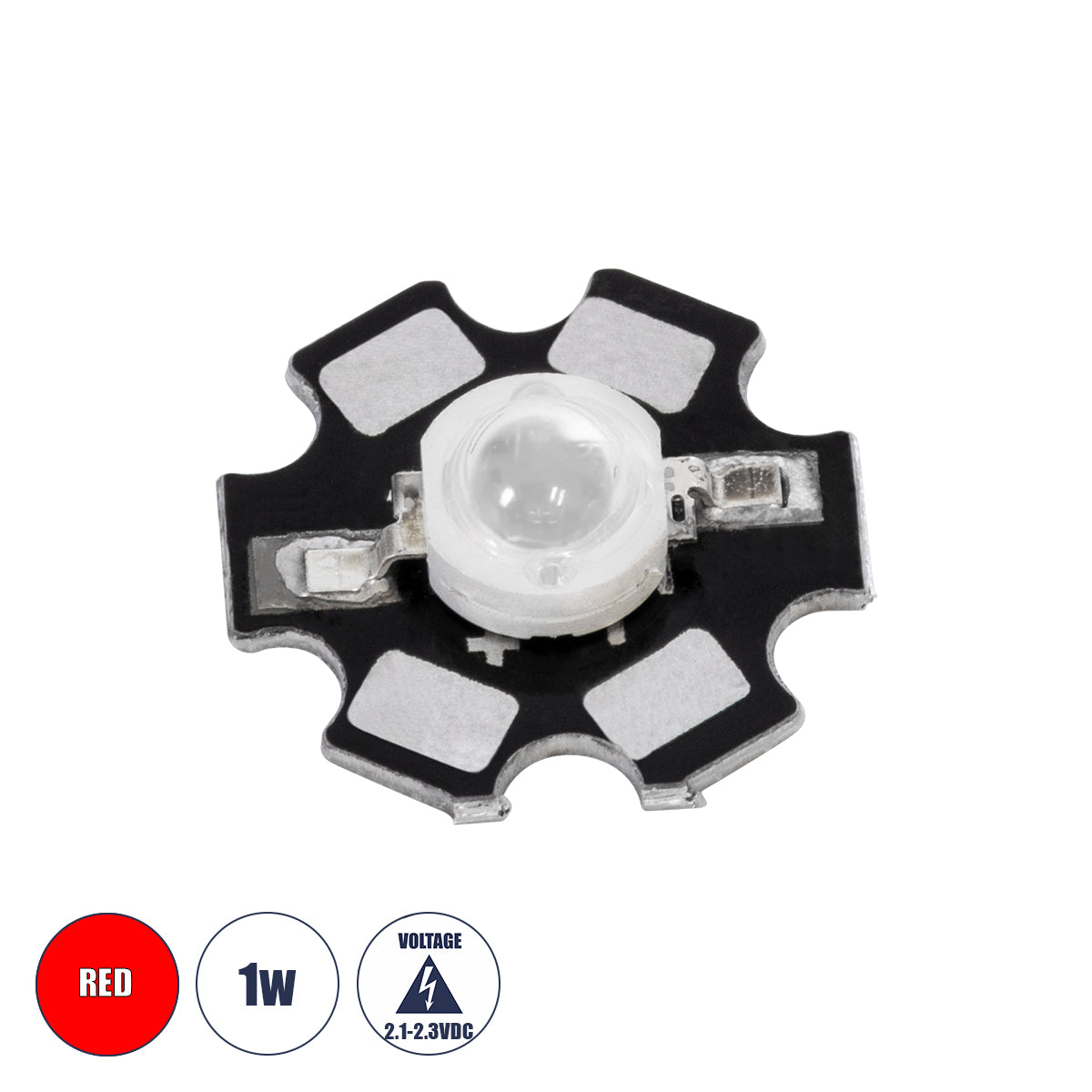 73746 High Power Star LED - Υψηλής Ισχύος Star LED 1W DC 3.2V Κόκκινο Φ2 x Υ0.6cm