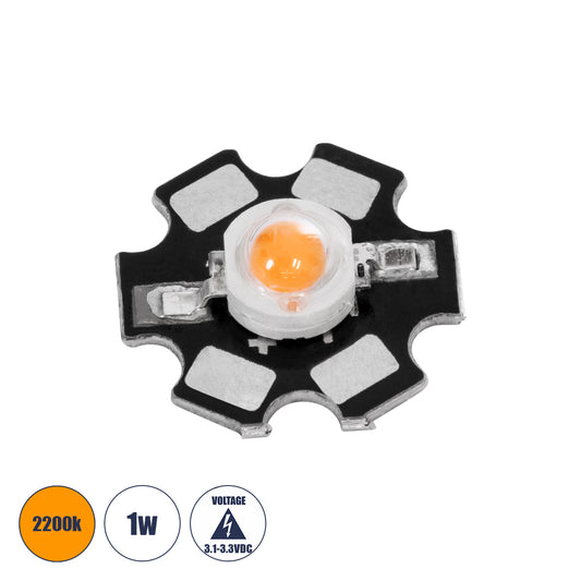 73755 High Power Star LED - Υψηλής Ισχύος Star LED 1W DC 3.2V Ultra Θερμό Λευκό 2200K Φ2 x Υ0.6cm