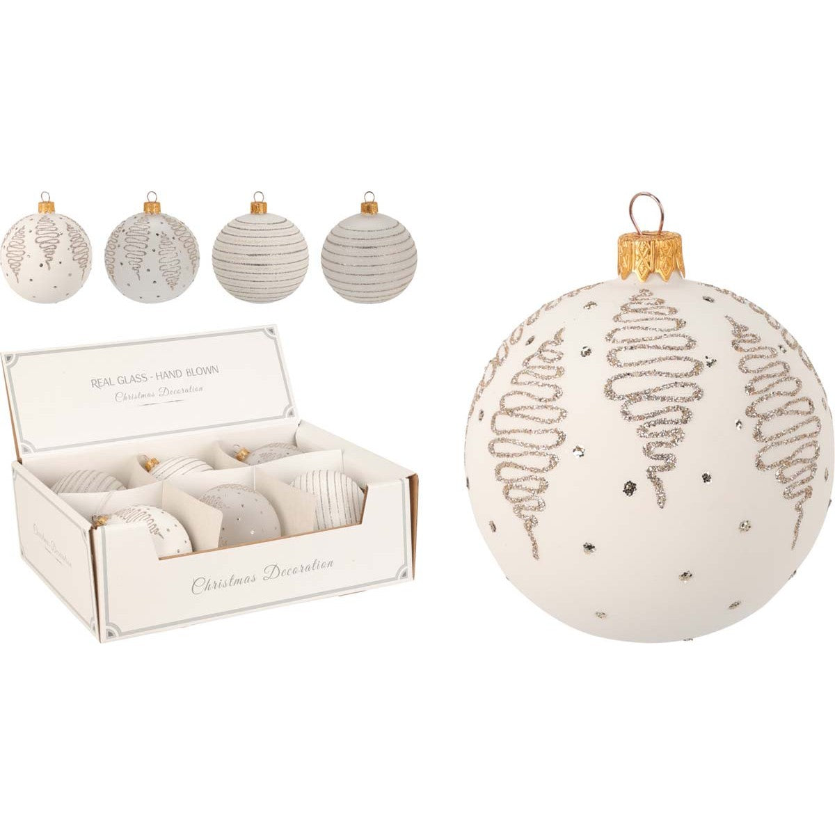 Μπάλα Γυάλινη με Glitter 10εκ 4 Σχδ