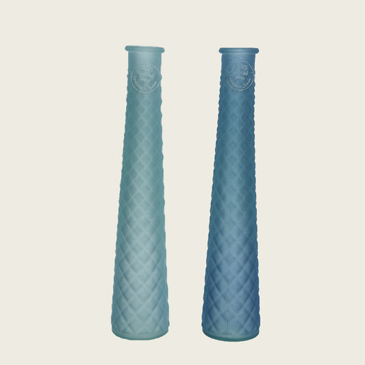 Βάζο Ανάγλυφο 7x7x32 Γαλάζιο