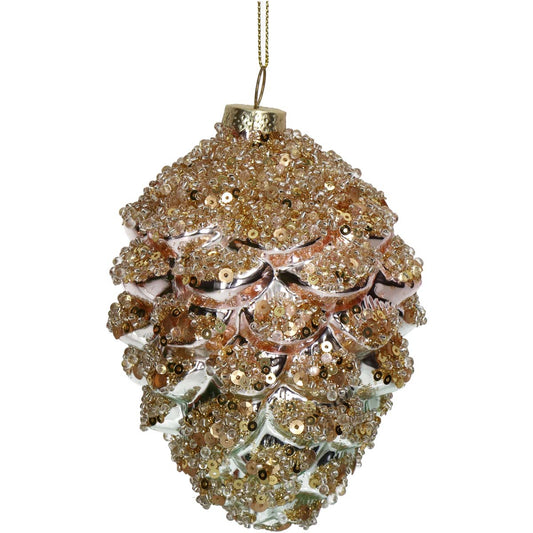 Στολίδι Κουκουνάρι Γυάλινο Χρυσό 13εκ