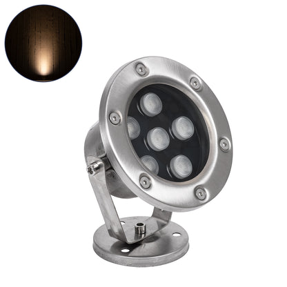 UNDERWATER-DINA 90676 Υποβρύχιος Προβολέας Σποτ για Σιντριβάνια/Πισίνες LED 6W 660lm 30° DC 24V Αδιάβροχο IP68 Θερμό Λευκό 2700K Dimmable - Ανοξείδωτο Ατσάλι 304 - Μ12 x Π12 x Υ14