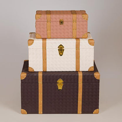 S/3 ΜΠΑΟΥΛΑ ΡΟΖ- ΑΣΠΡΟ-ΚΑΦΕ 59x36x33/49x28x25/39x21x19