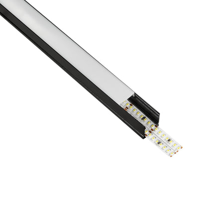 ALP-LINEAR GLOWTRACK 61797-3M Επιφανειακό Προφίλ Αλουμινίου με Λευκό Γαλακτερό Πατητό Κάλυμμα για Ταινίες LED IP20 - Μαύρο Ματ - Μ30 x Π2 x Υ2cm - Πακέτο 5 Τεμαχίων