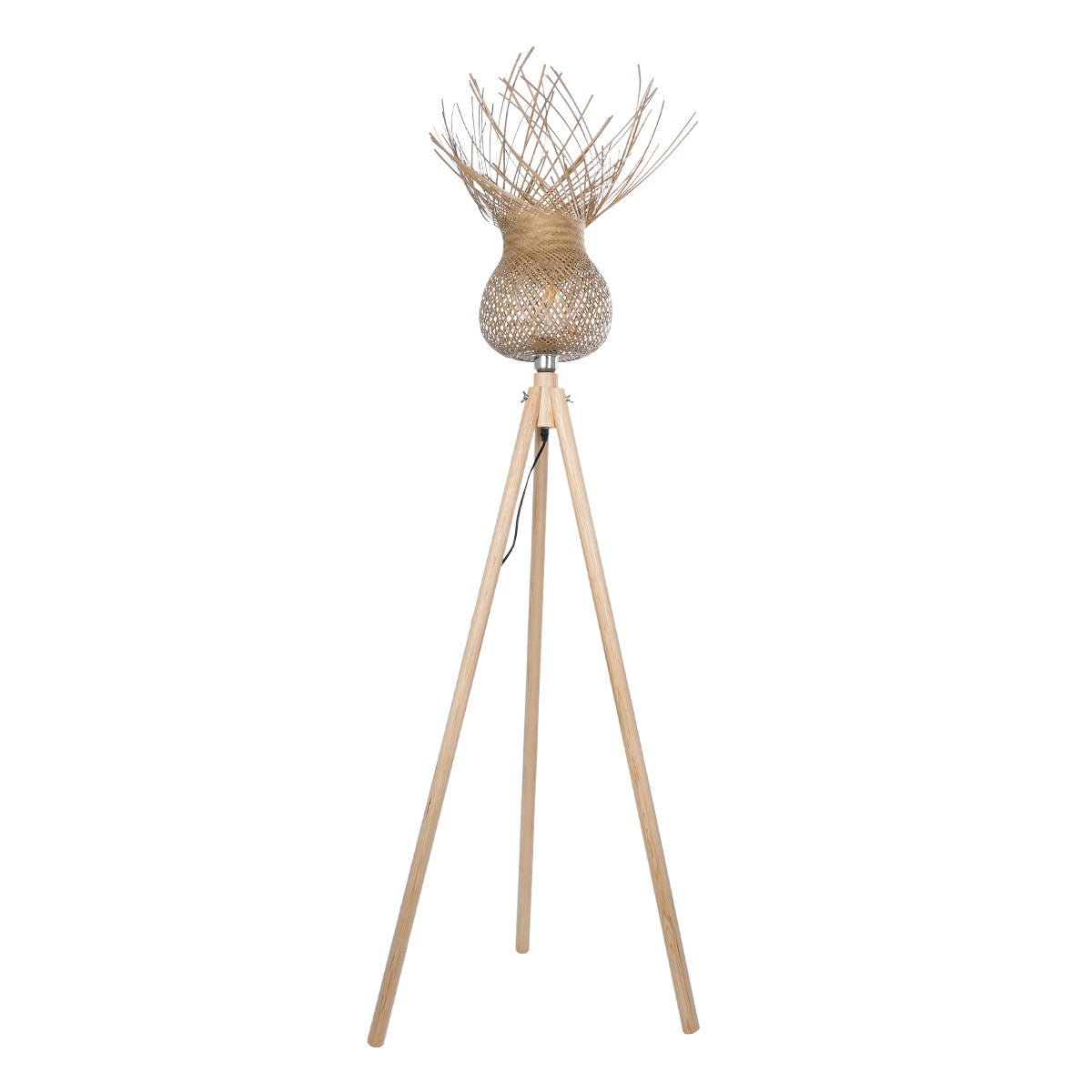 POPPY 01984 Boho Επιδαπέδιο Φωτιστικό Μονόφωτο 1 x E27 IP20 Μπεζ Ξύλο - Μ58 x Π58 x Υ168cm